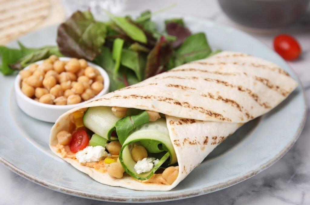 hummus wrap with vegetables