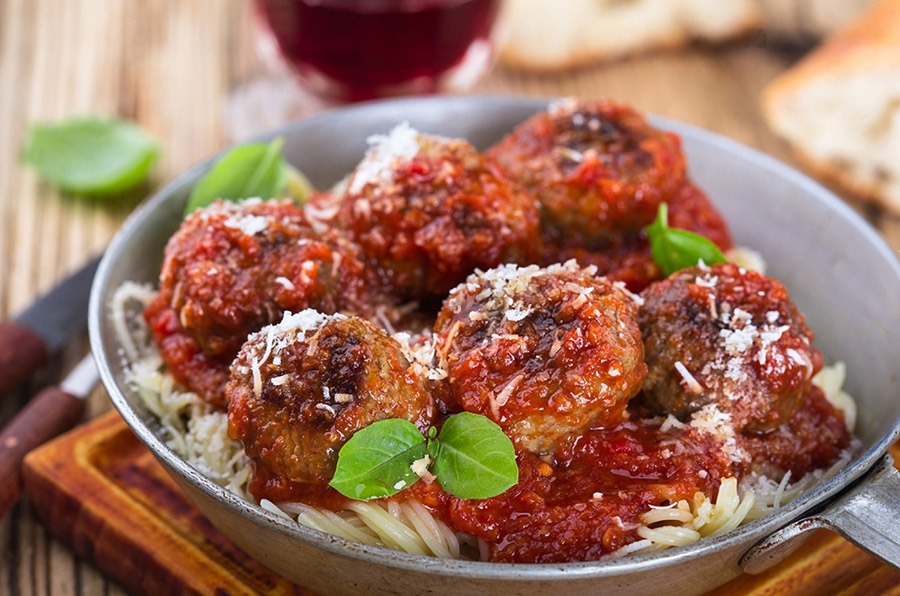 Italian meatballs and pasta